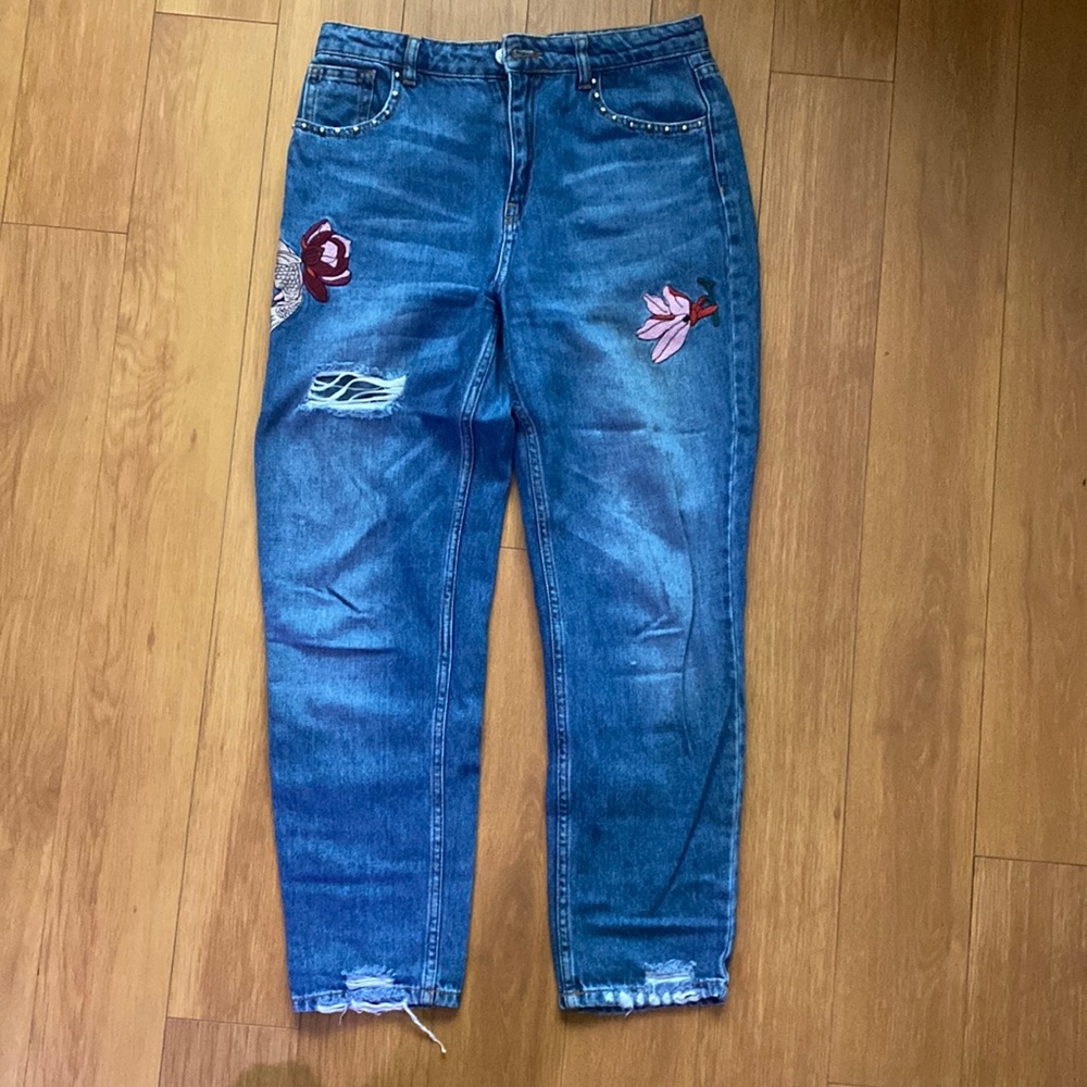 90s Embroidered Mom Jeans - Pull & Bear Collection